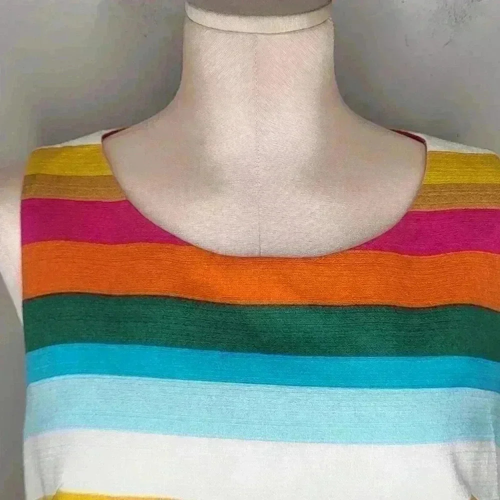 Trina Turk Skooter's Stripe Cotton Emmie Dress in Multi Womens Size 8 - Picture 12 of 14